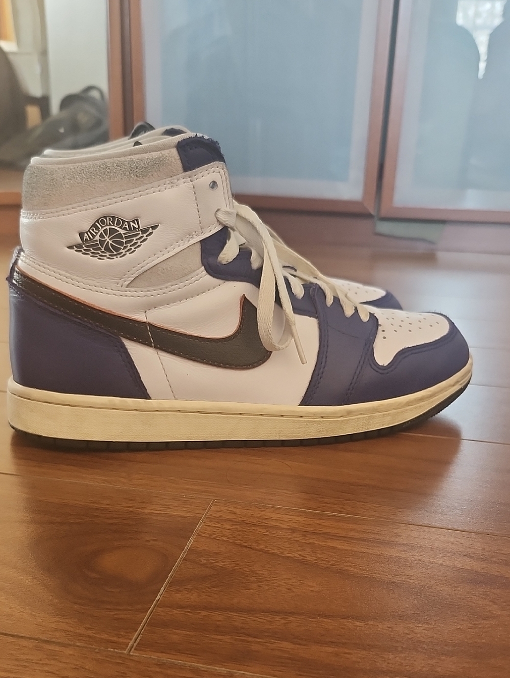 Nike White and Blue High-Top Sneakers